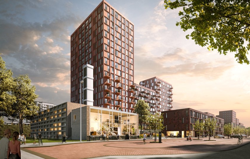 Plesman Plaza Amsterdam Veldhuis Zonwering leverde 1200 ritsscreens met solarbediening voor Plesman Plaza in Amsterdam